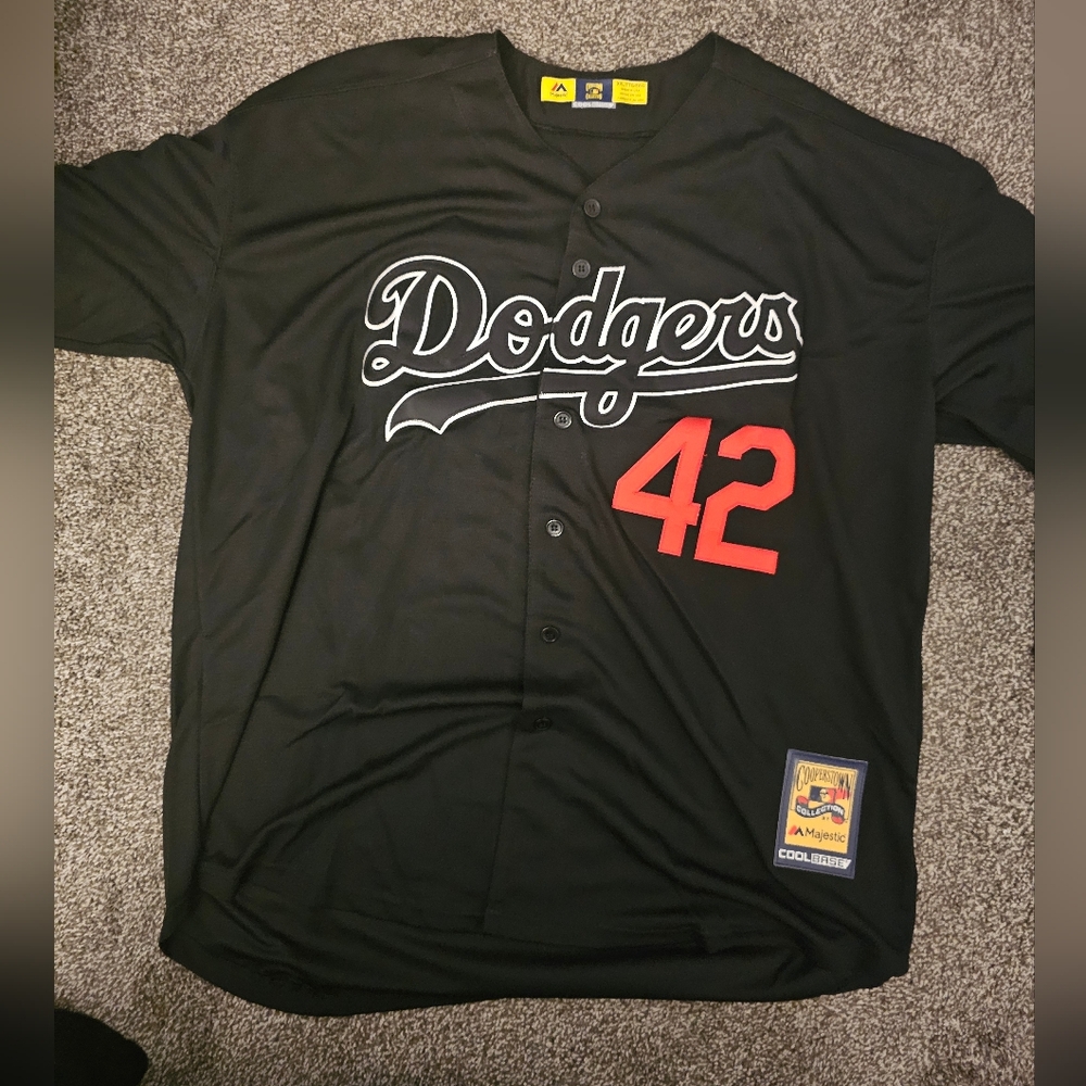 Black Dodgers Jersey with Red Number